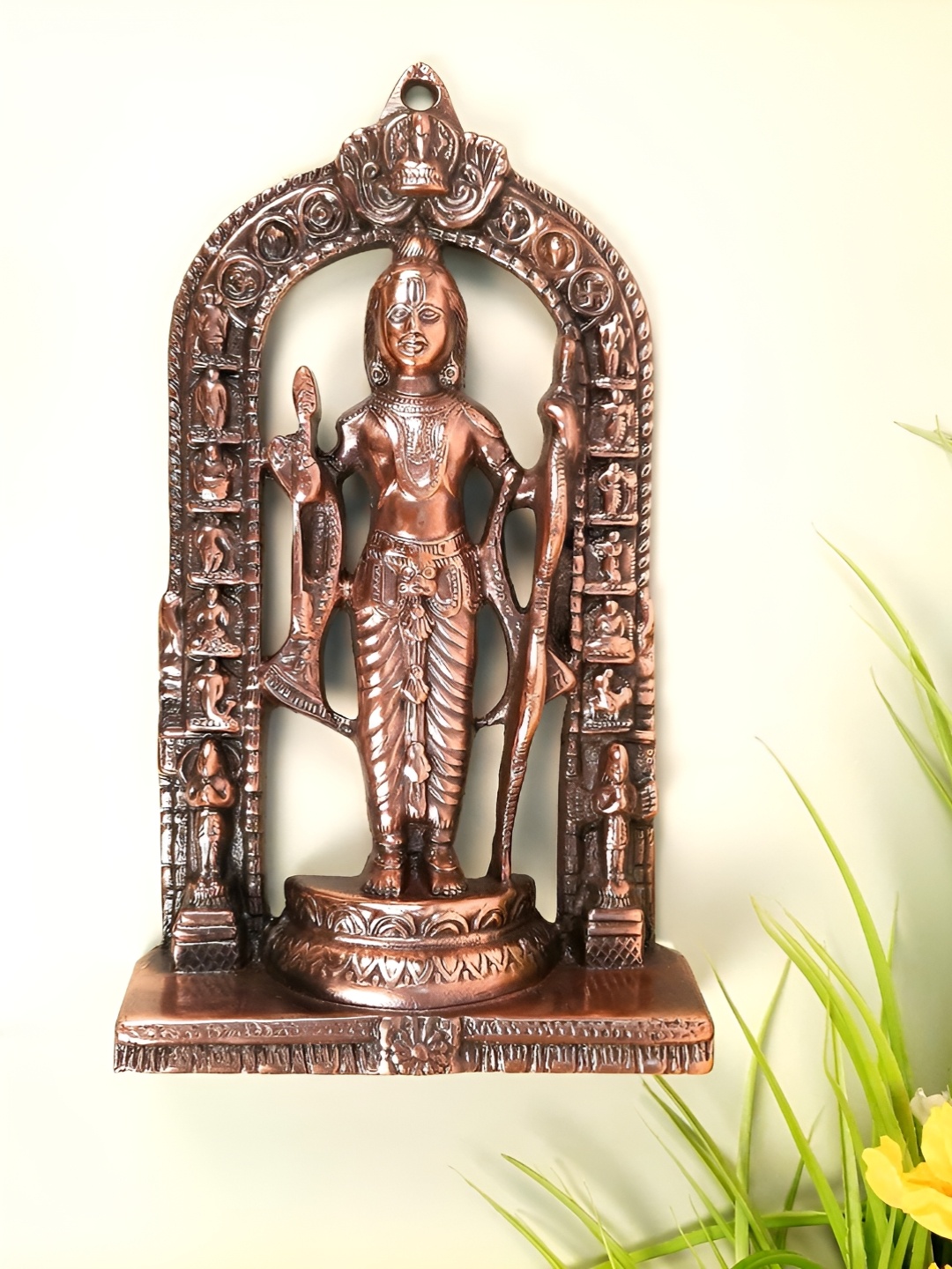 

apka mart Copper Textured Metal Shree Rama Lalla Ayodhya Mandir Hanging Wall Decor