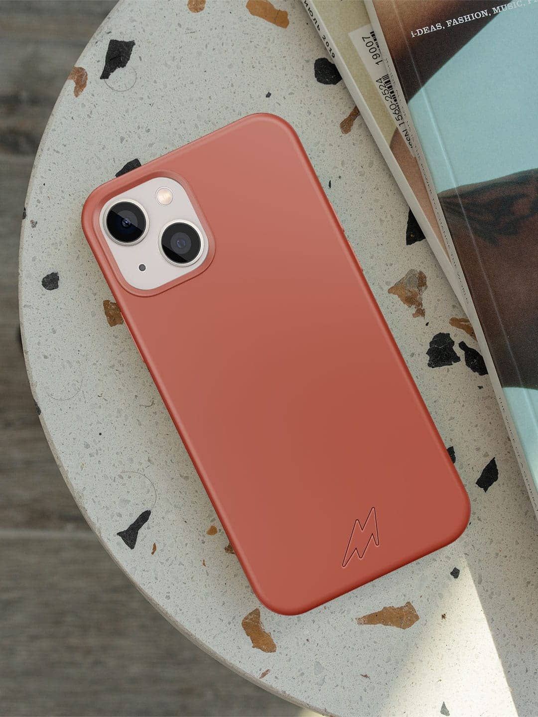 

macmerise Solid Printed iPhone 13 Back Case Mobile Accessories, Peach