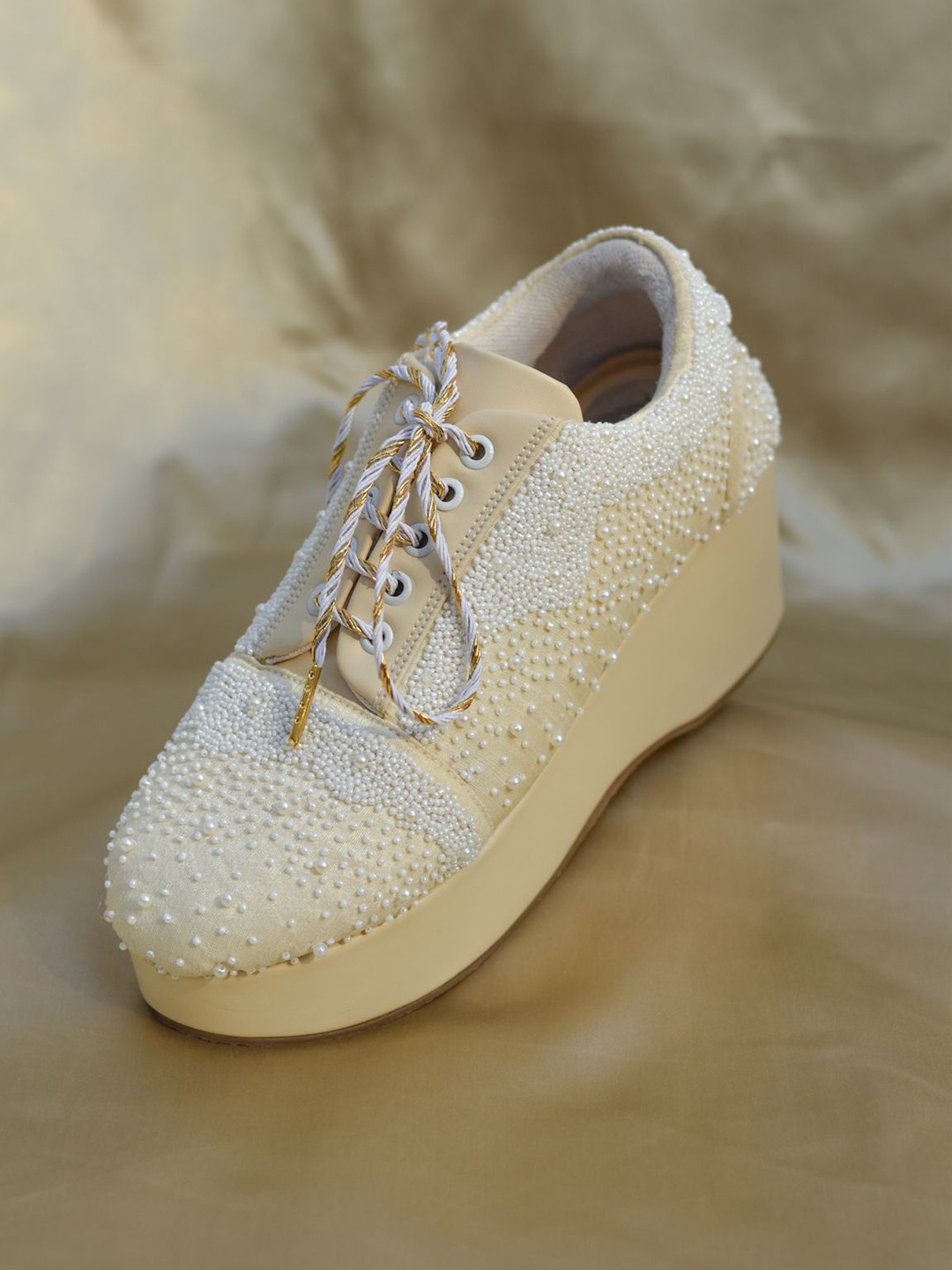 

Around Always Women Textured Round Toe Lace-Ups Sneakers, Cream