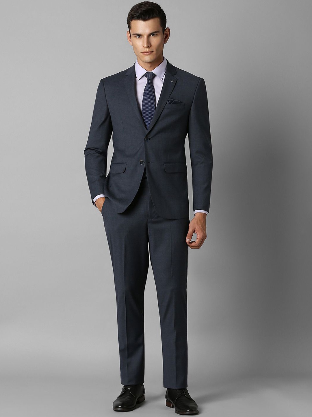 

Louis Philippe Single-Breasted Slim-Fit Two-Piece Formal Suits, Grey