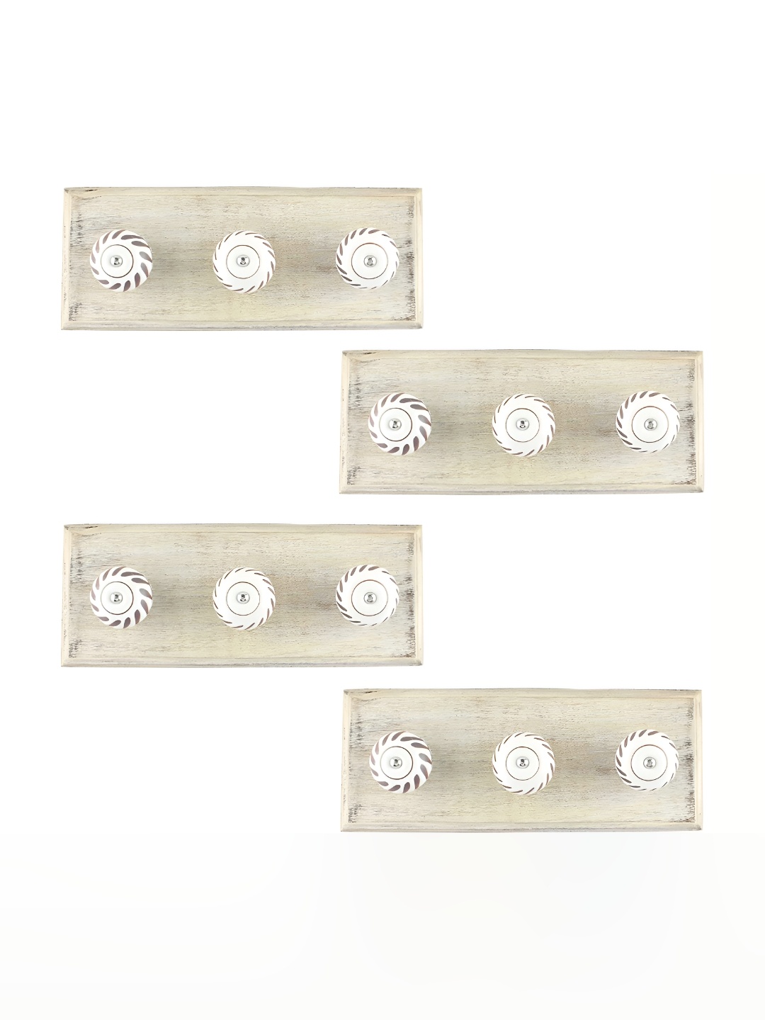 

Indianshelf 4 -Pcs White Printed Metal Utility Hooks