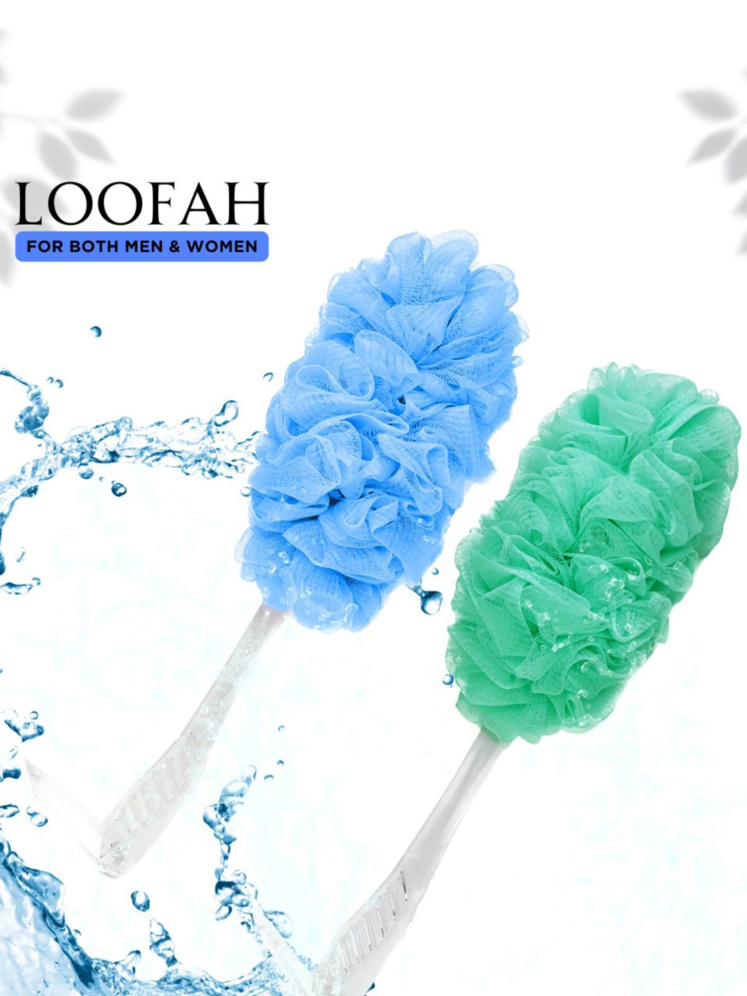 

CareDone Set of 2 Soft Long Loofah with Handle, Green