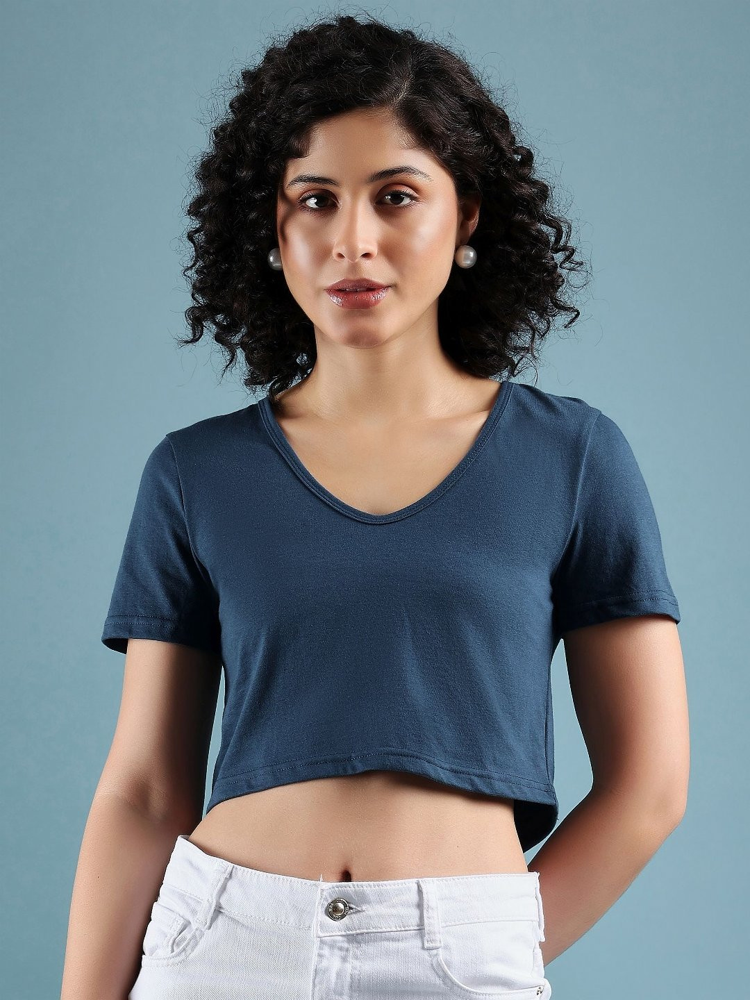 

DressBerry Women Solid V-Neck Cotton T-Shirt, Teal