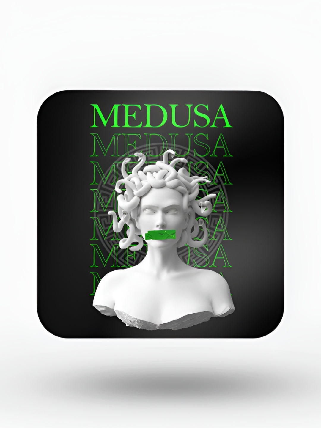 

macmerise Black & White Printed Wooden Square Coaster
