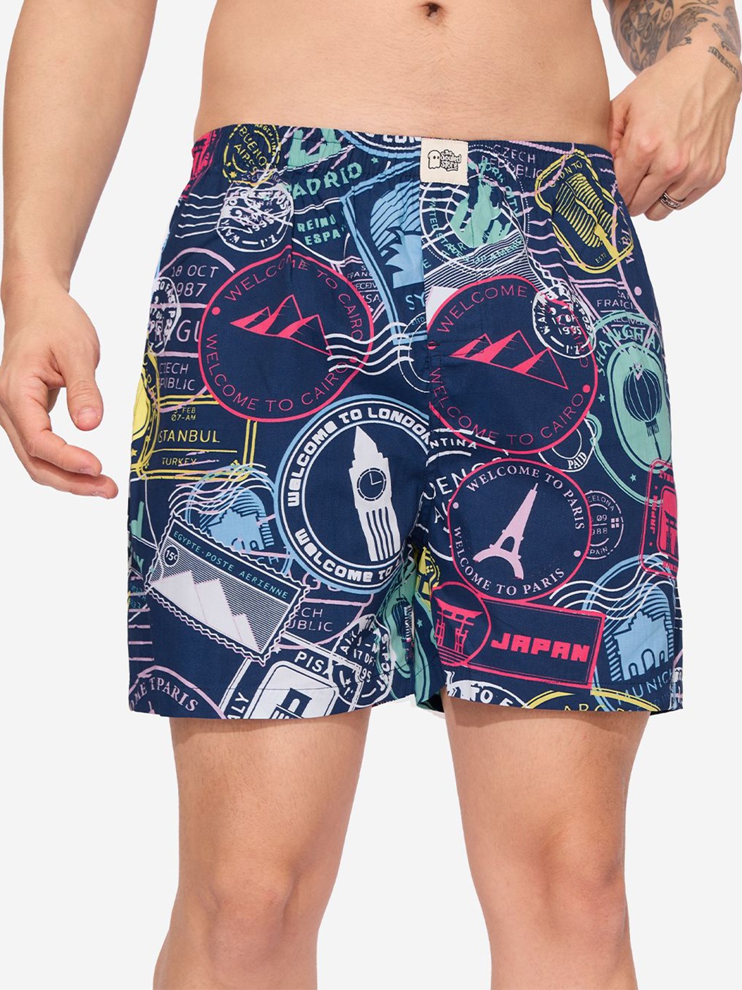 

The Souled Store Men Abstract Printed Blue Boxers, Navy blue