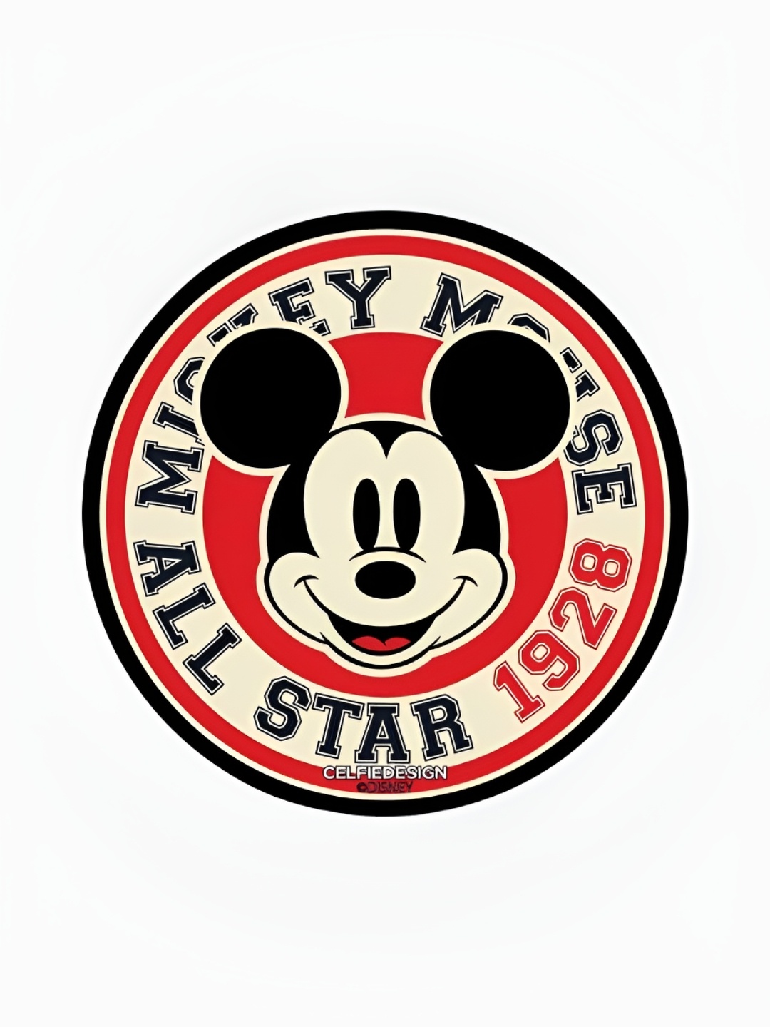 

macmerise Black & Red Mickey Printed Wooden Round Coaster