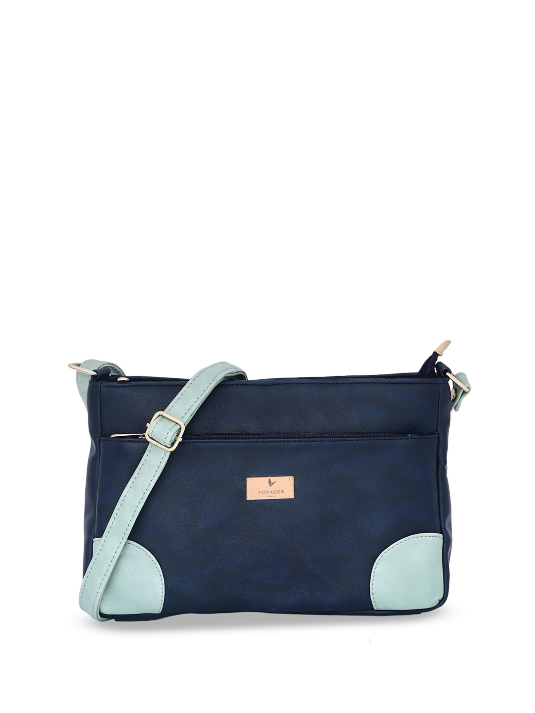 

VOYAGER PARIS Michel Colourblocked Structured Sling Bag, Navy blue