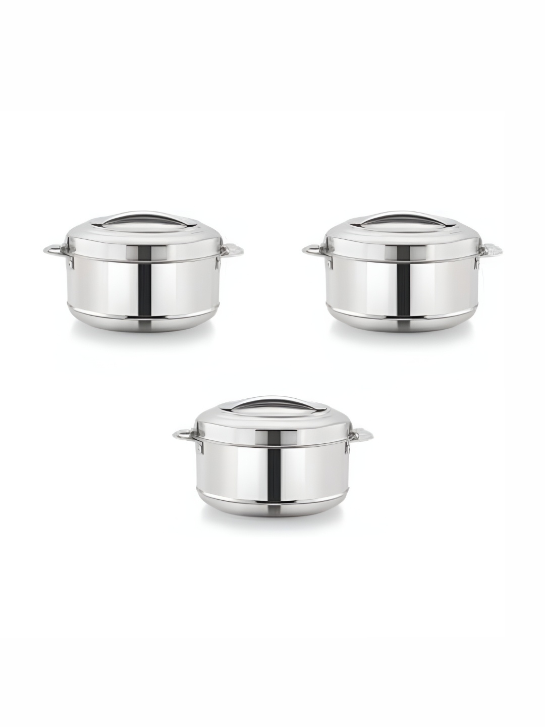 

MAGNUS Rio Silver toned 3 Pieces Stainless Steel Serving Casserole-1 L