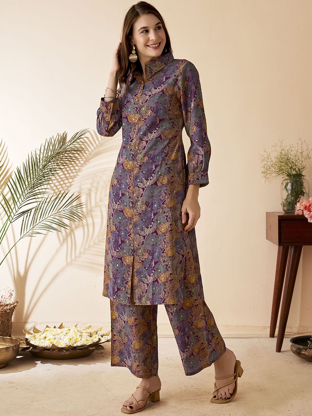 

Anouk Printed Tunic With Trousers, Violet