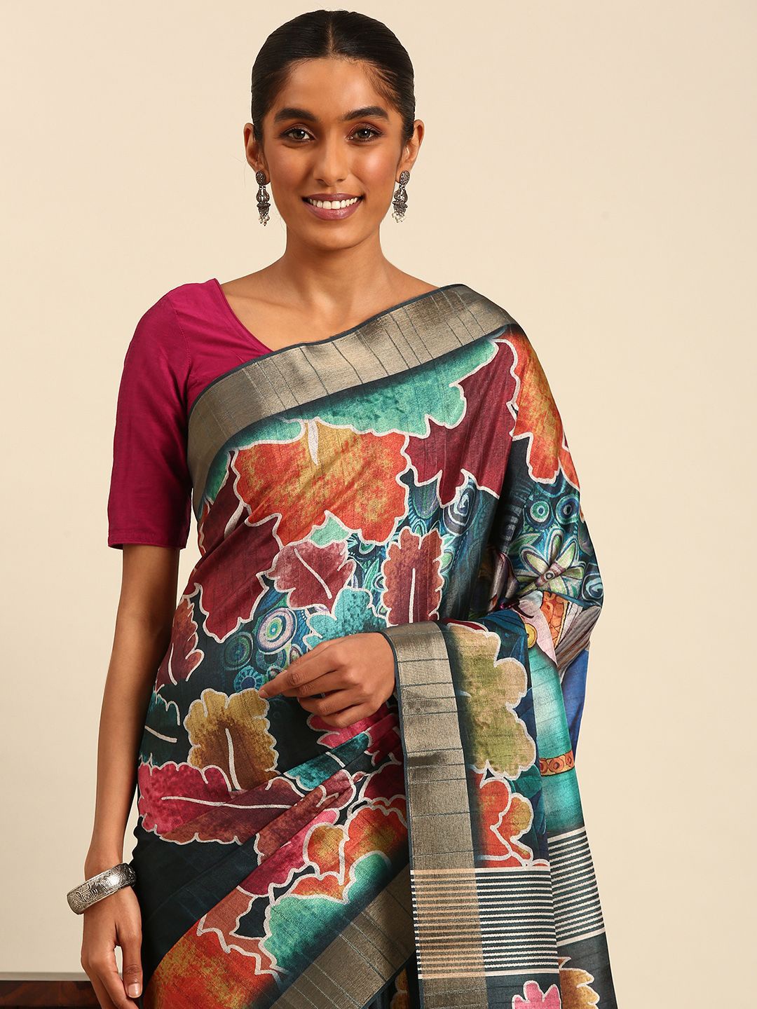 

Exclusiva Floral Zari Saree, Blue