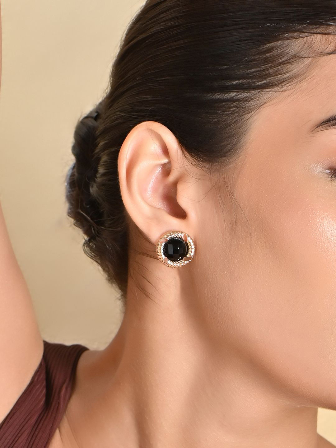 

ToniQ Gold-Plated Stone Studded Studs Earrings