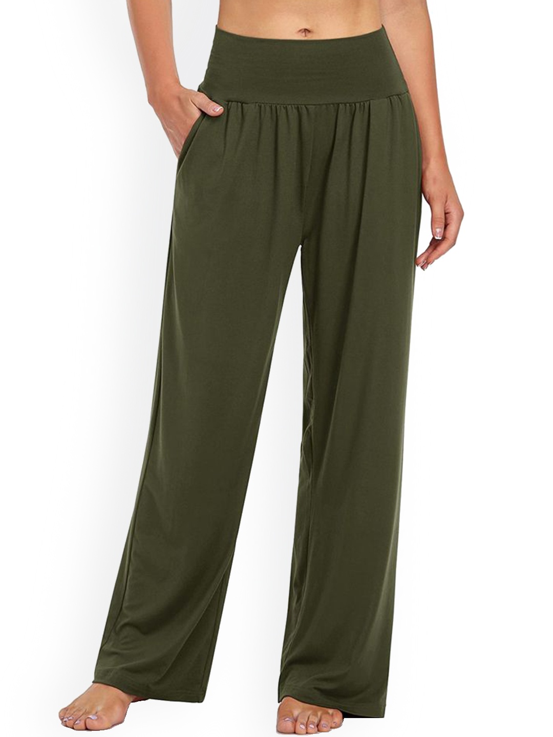 

StyleCast Women High-Rise Regular Fit Trousers, Green