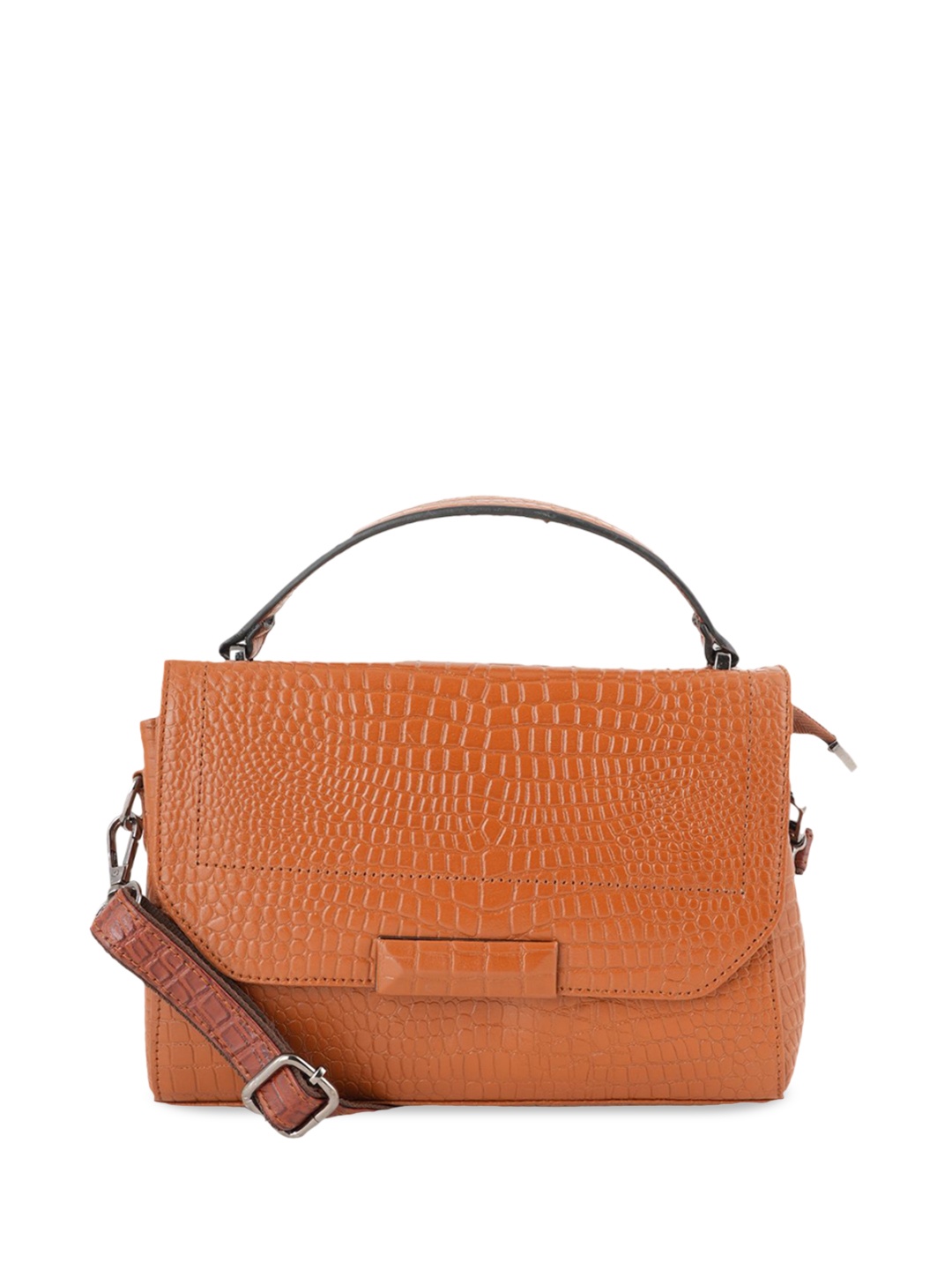 

Style Shoes Textured Leather Shopper Handheld Bag with Cut Work, Tan