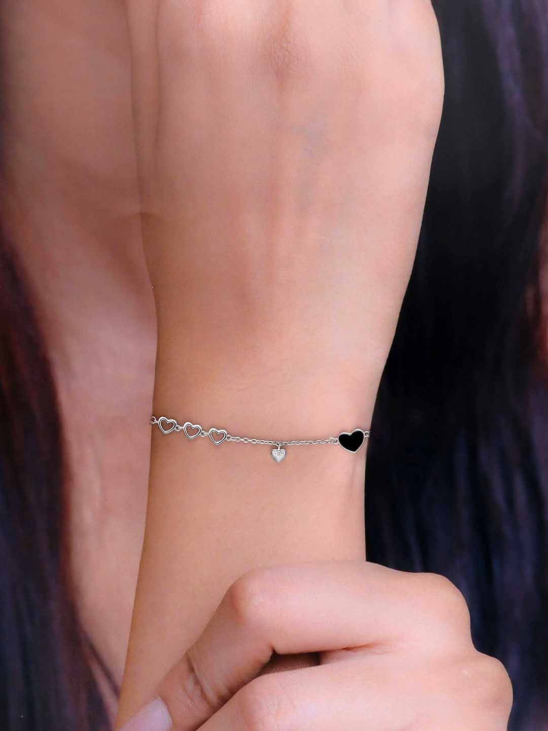 

KAI JEWEL 92.5 Sterling Silver Rhodium-Plated Cubic Zirconia Studded Wraparound Bracelet