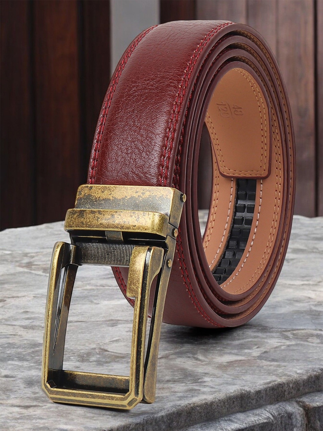 

ZORO Men Leather Formal Belt, Red