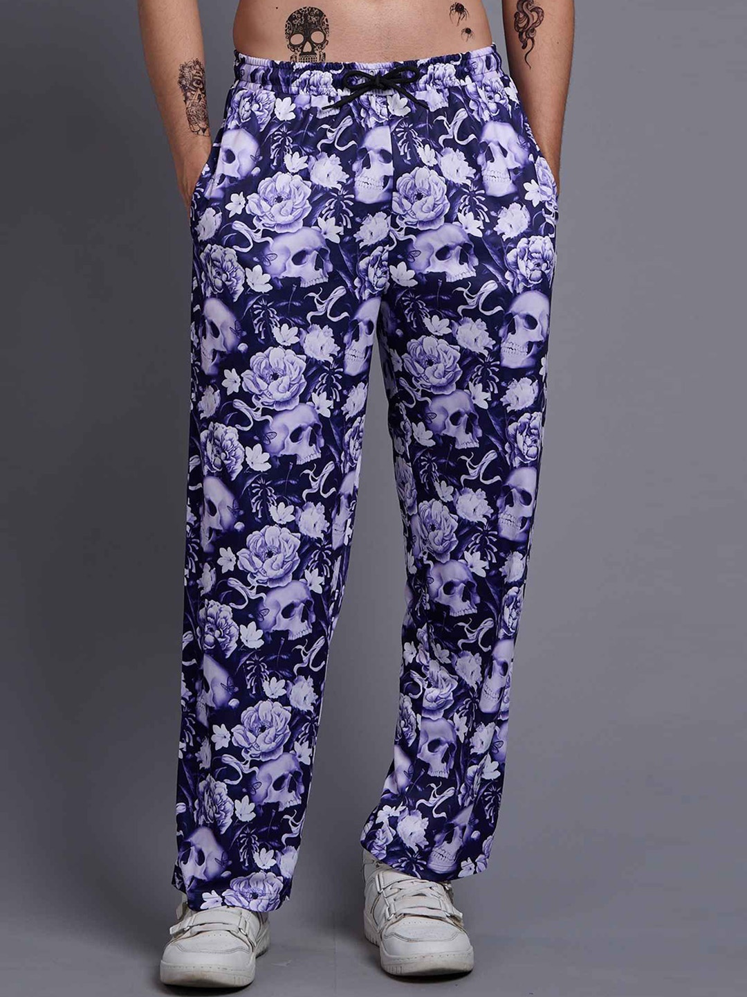 

GO DEVIL Men Printed Original Loose Fit High-Rise Trousers, Blue