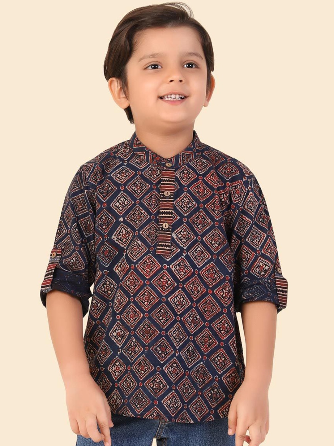 

Fabindia Boys Ethnic Motifs Printed Kurta, Blue