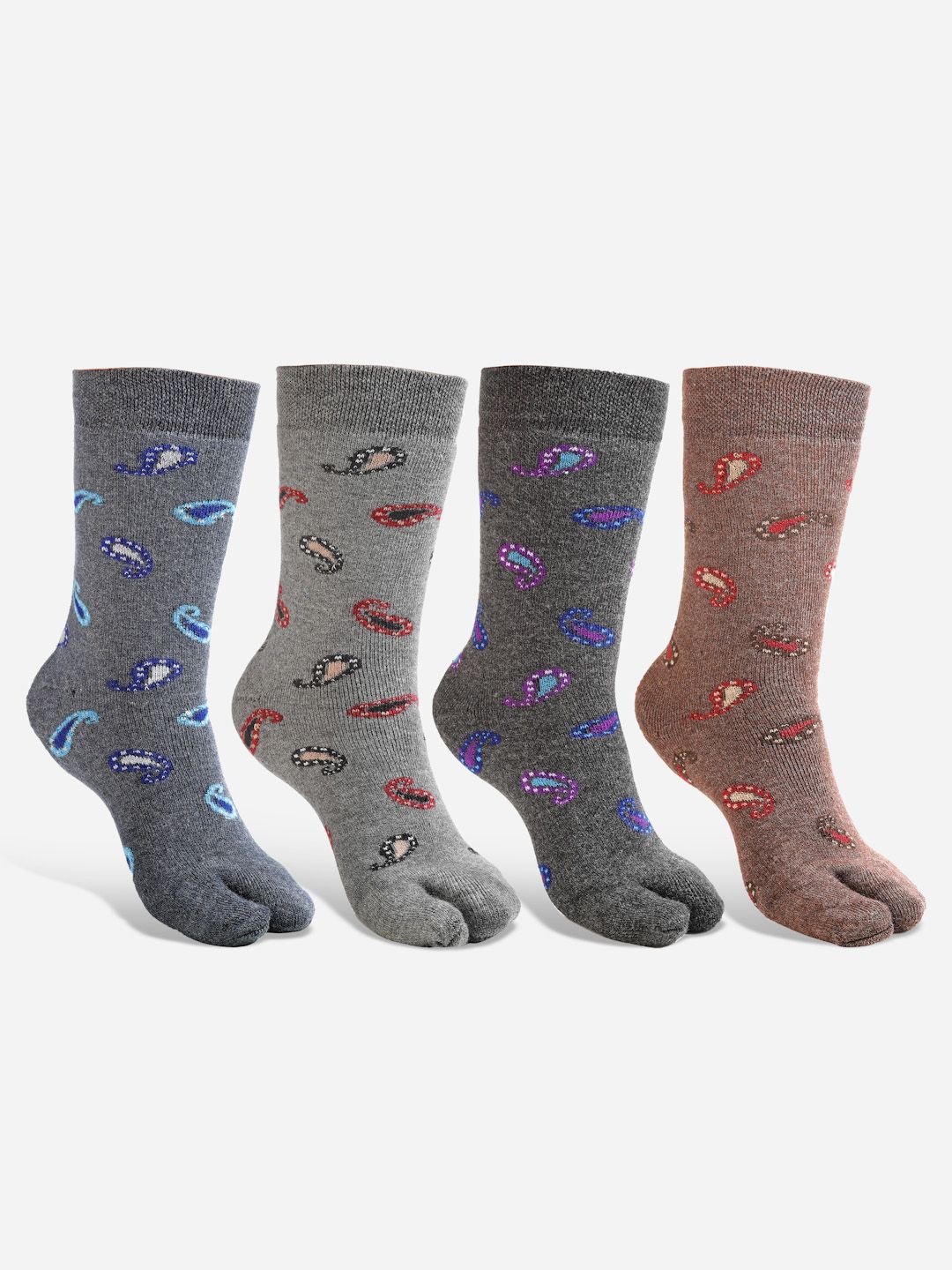 

Texlon Pack Of 4 Patterned Calf-Length Socks, Grey melange