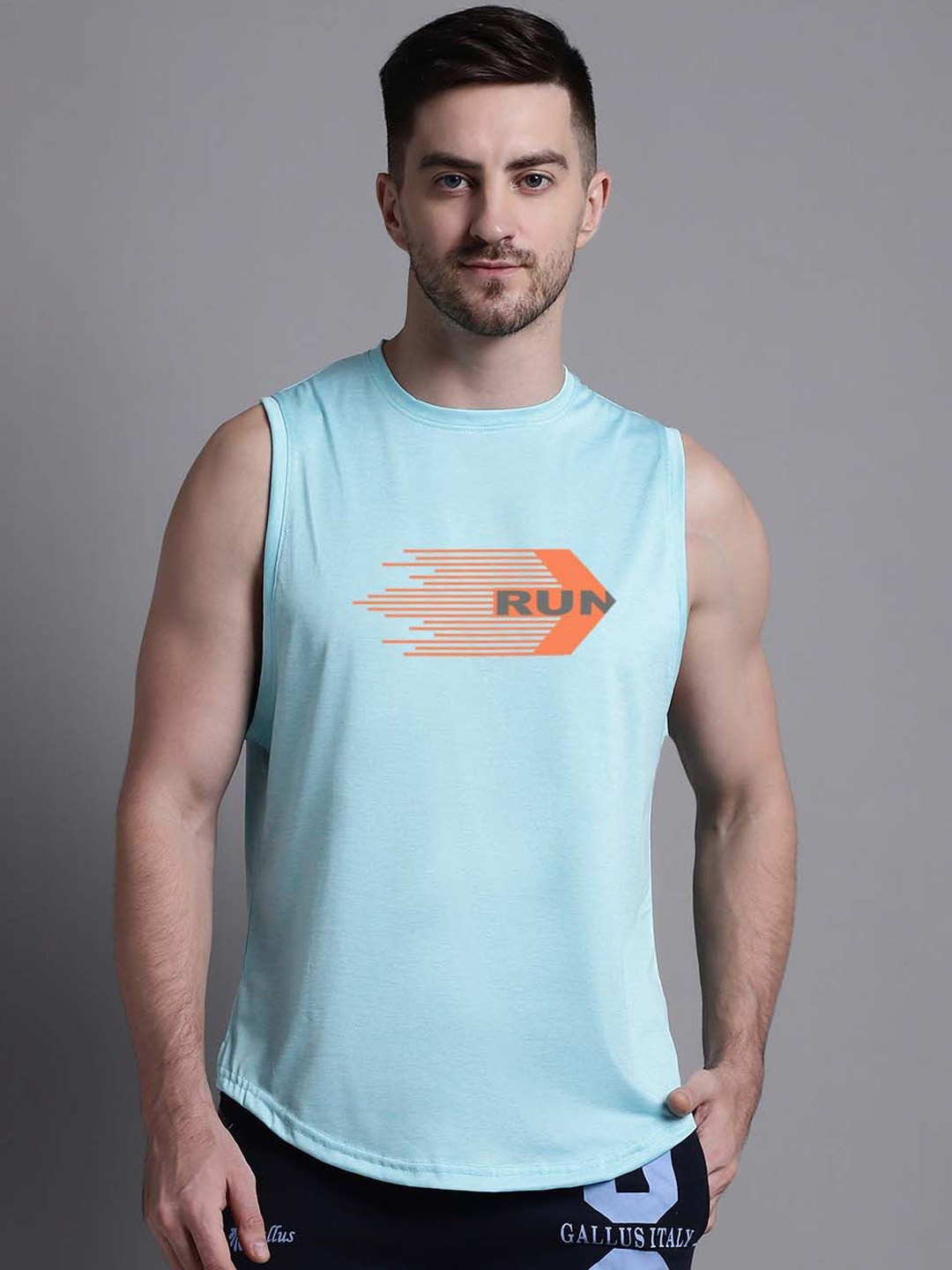 

Friskers Printed Breathable Sports Vest, Turquoise blue