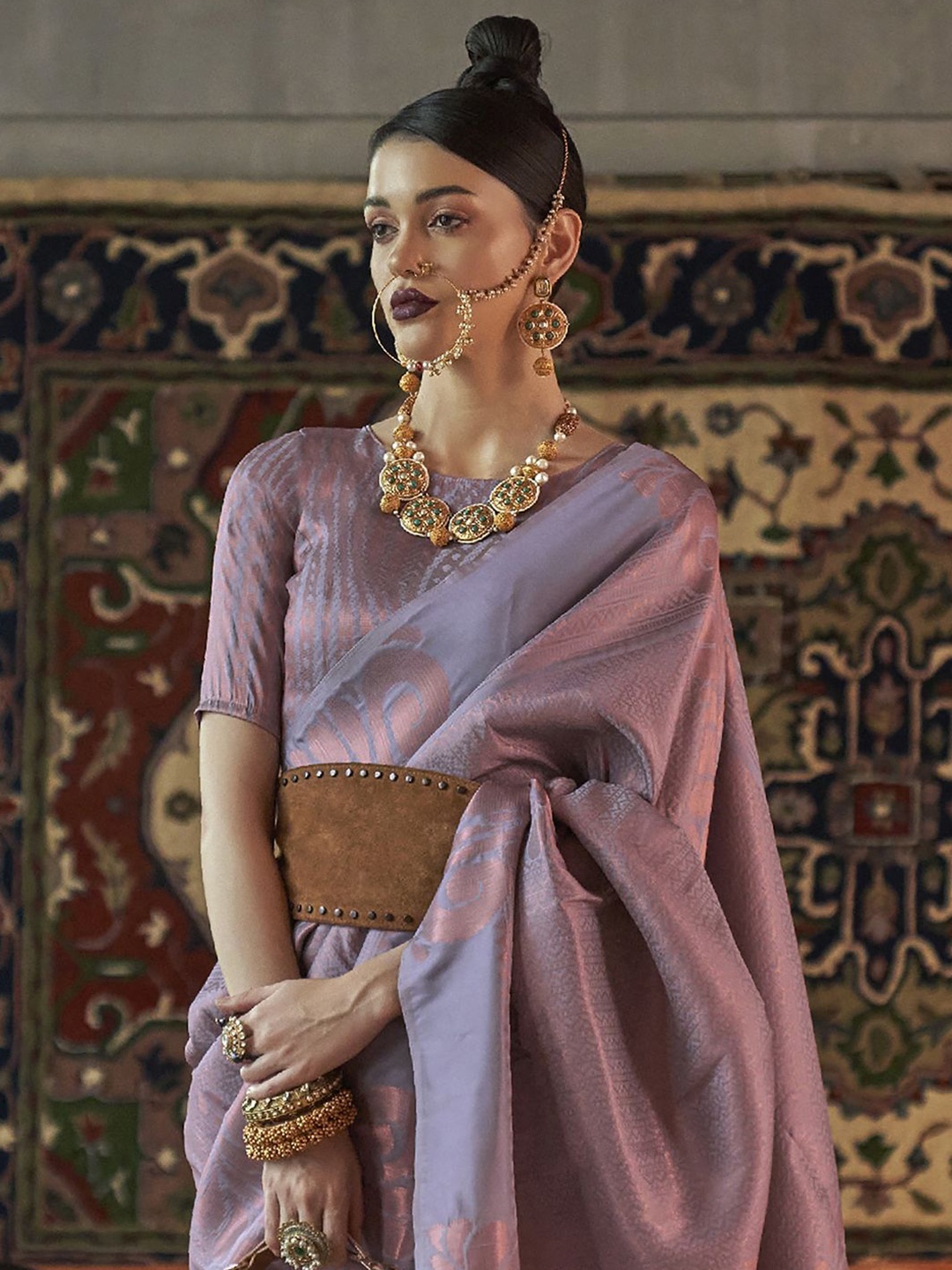 

Saree mall Kanjeevaram Zari Sarees, Mauve