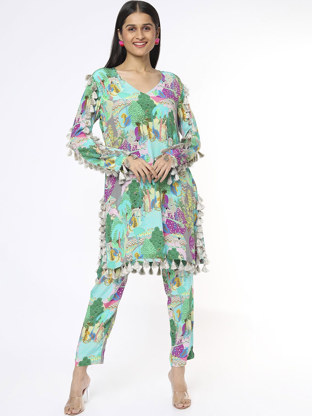 

PS PRET BY PAYAL SINGHAL Printed Tunic With Trousers, Green