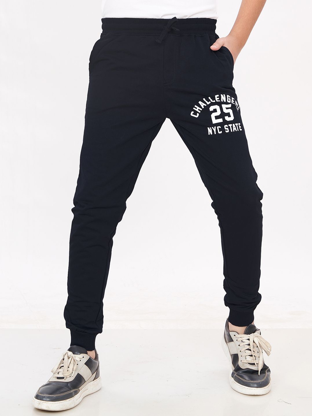 

Elzoh Boys Printed Cotton Joggers, Black
