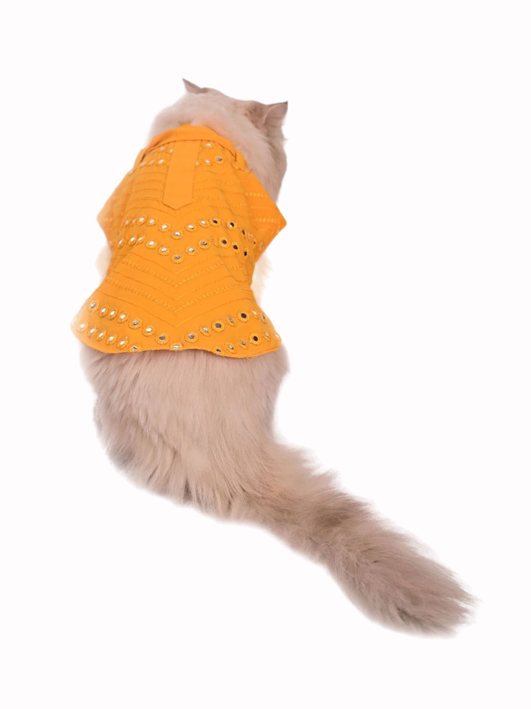

VASTRAMAY Allover Mirror Work Embroidered Kurta With Dupatta Cat Dresses, Yellow