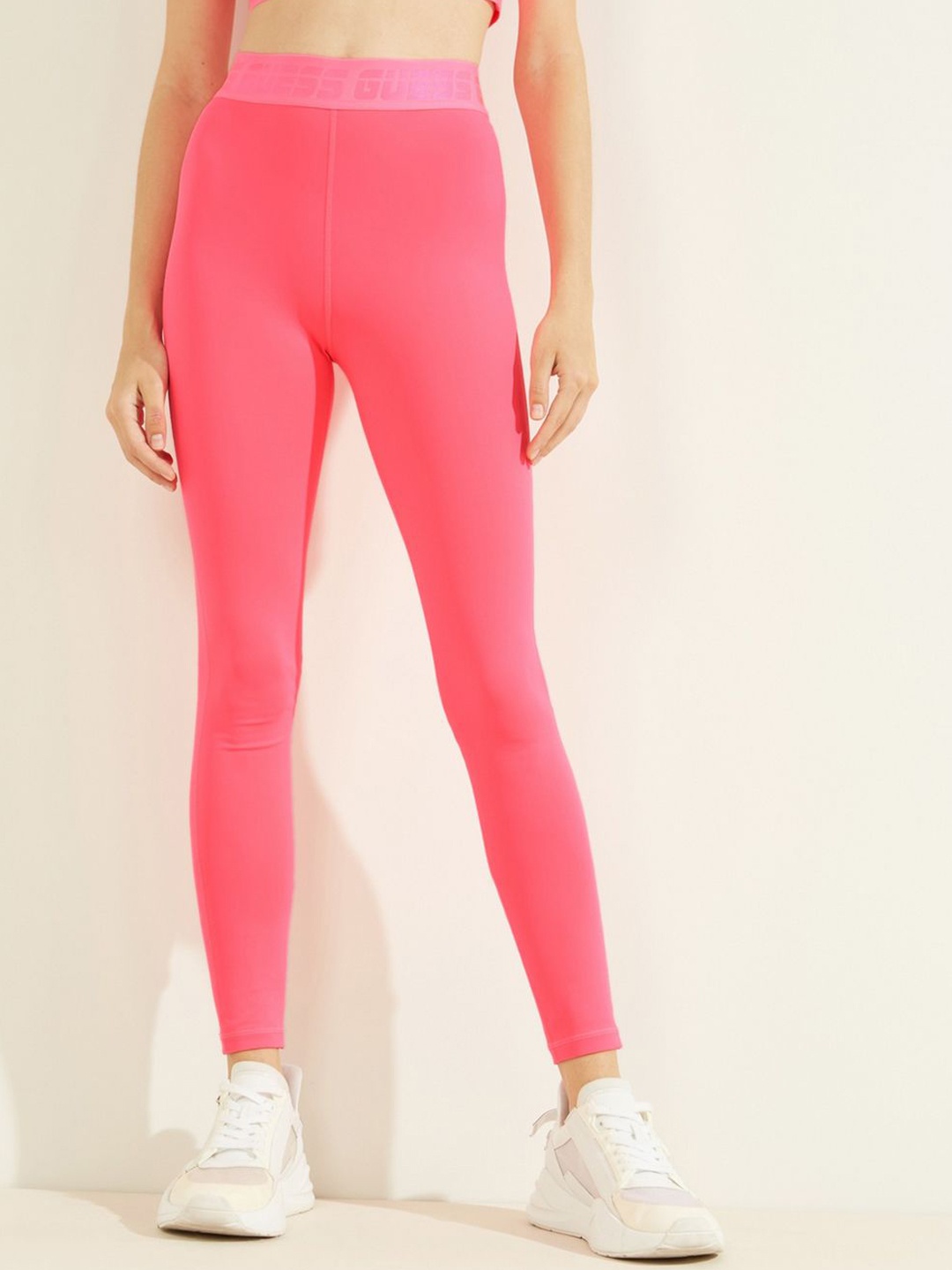 

Guess Women High-Rise Ankle Length Tights, Pink