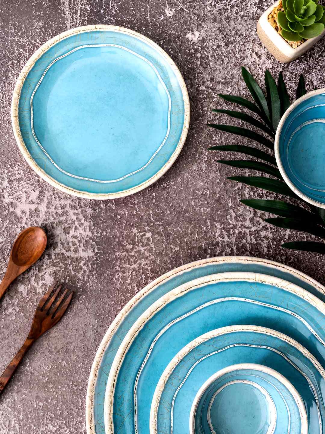 

Servewell Blue & White 6 Pcs Abstarct Printed Melamine Dishwasher Safe Dinner Plate Set