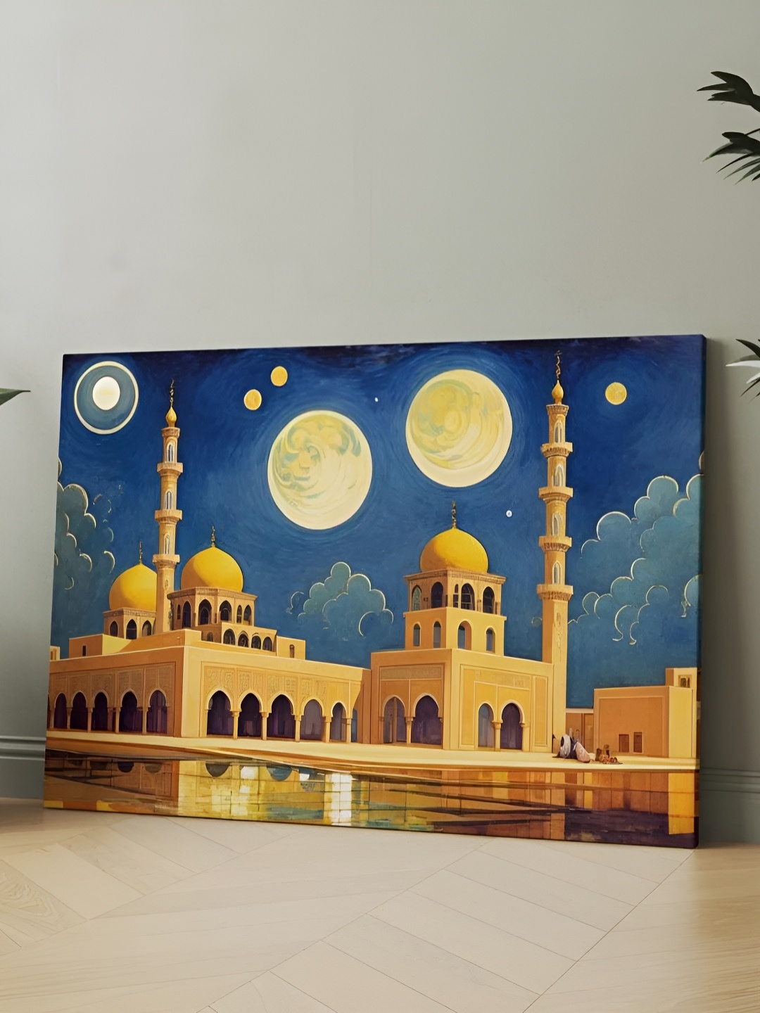 

CLAWCRAFTS Blue & Yellow Religious Wooden Wall Art