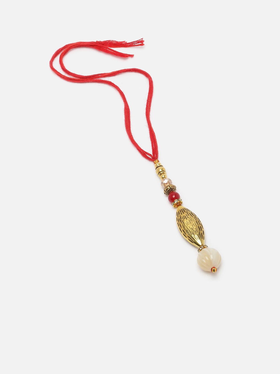 

Anouk Beaded Lumba Thread Rakhi With Roli Chawal, Red