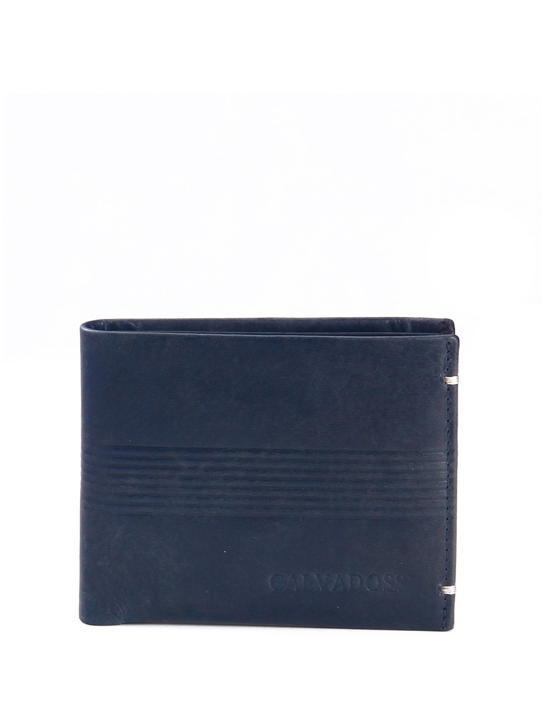 

Calvadoss Men Textured Leather Two Fold Wallet, Navy blue