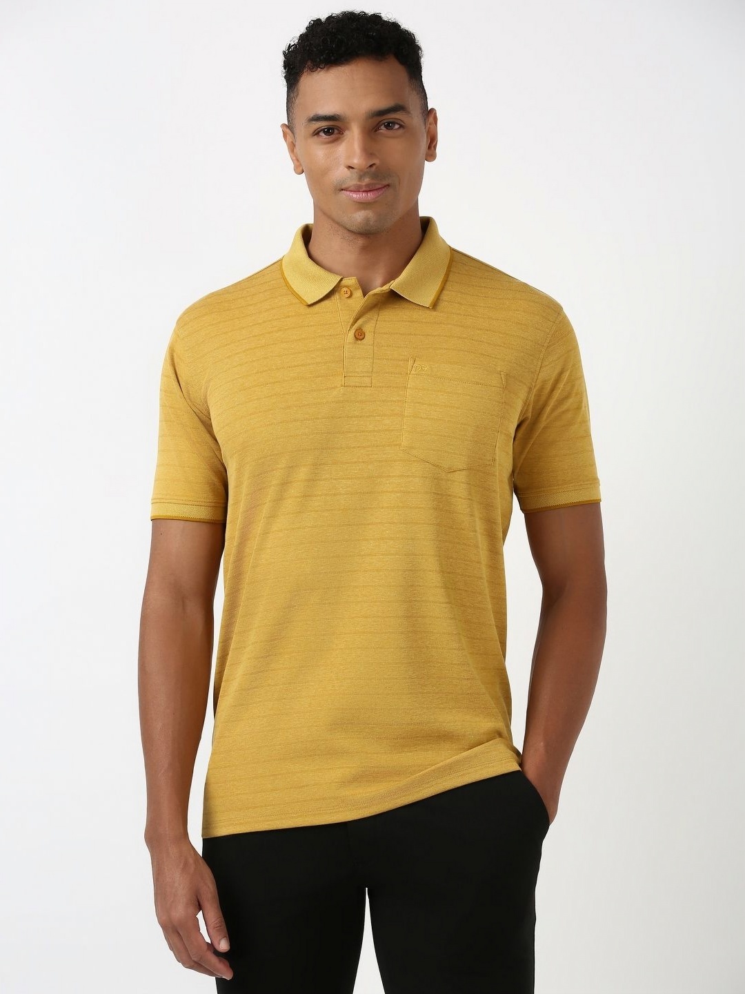 

Peter England Men Solid Polo Collar Cotton T-Shirt, Yellow
