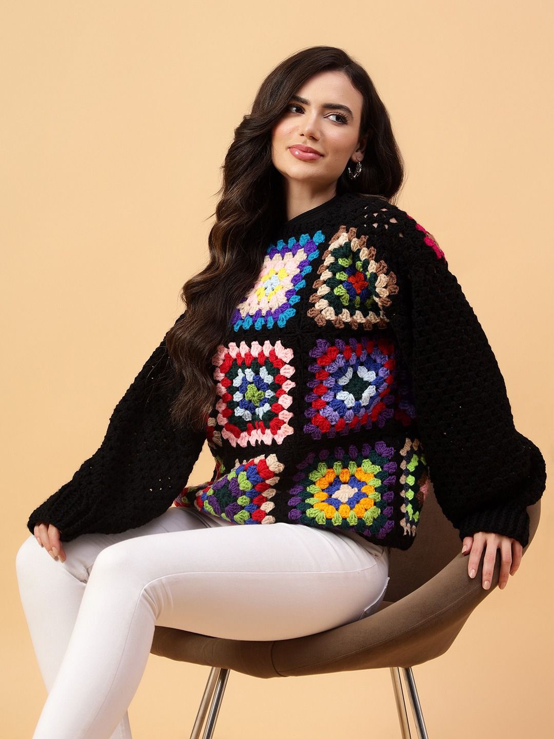 

Velvery Women Quirky Pullover, Black
