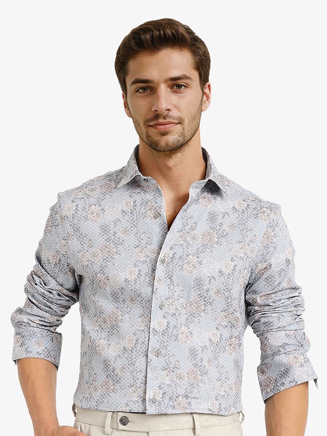 

RARE RABBIT Men Comfort Opaque Abstarct Printed Casual Shirt, Blue