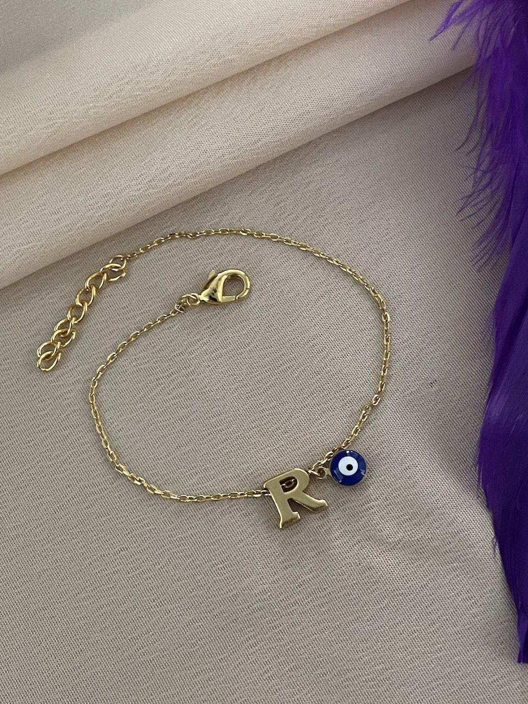 

Digital Dress Room R Initial Evil Eye Wraparound Rakhi, Gold