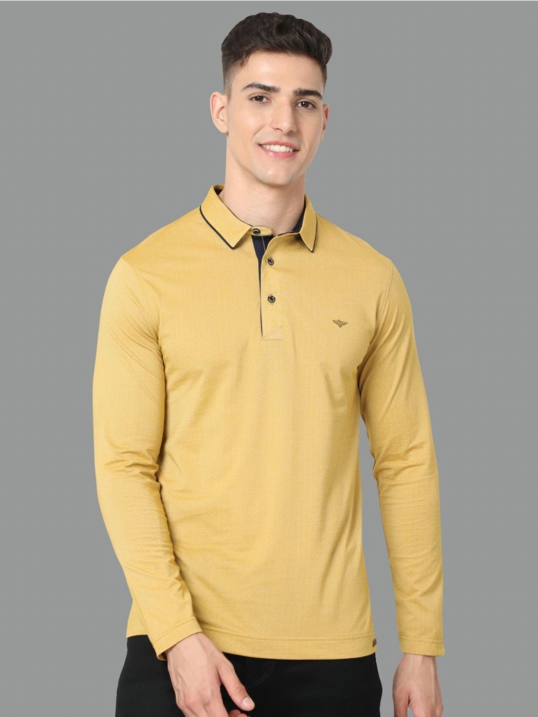 

STELLERS Men Solid Polo Collar Cotton T-Shirt, Mustard