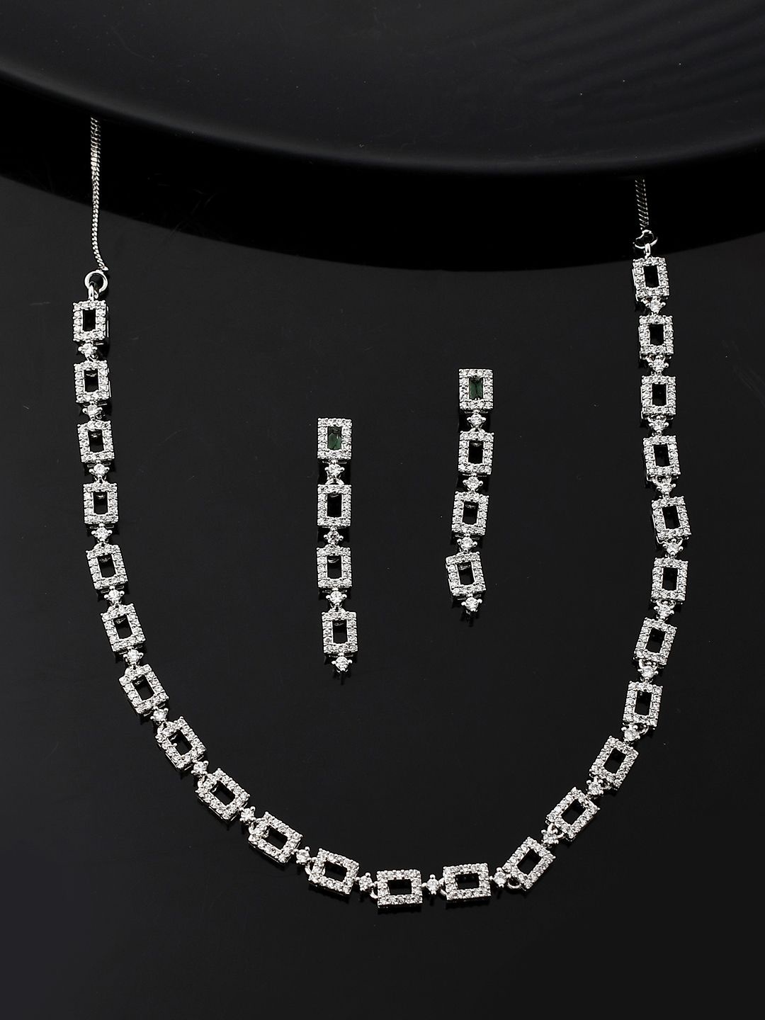 

Voylla Silver-Plated Timeless American Diamond -Studded Jewellery Set