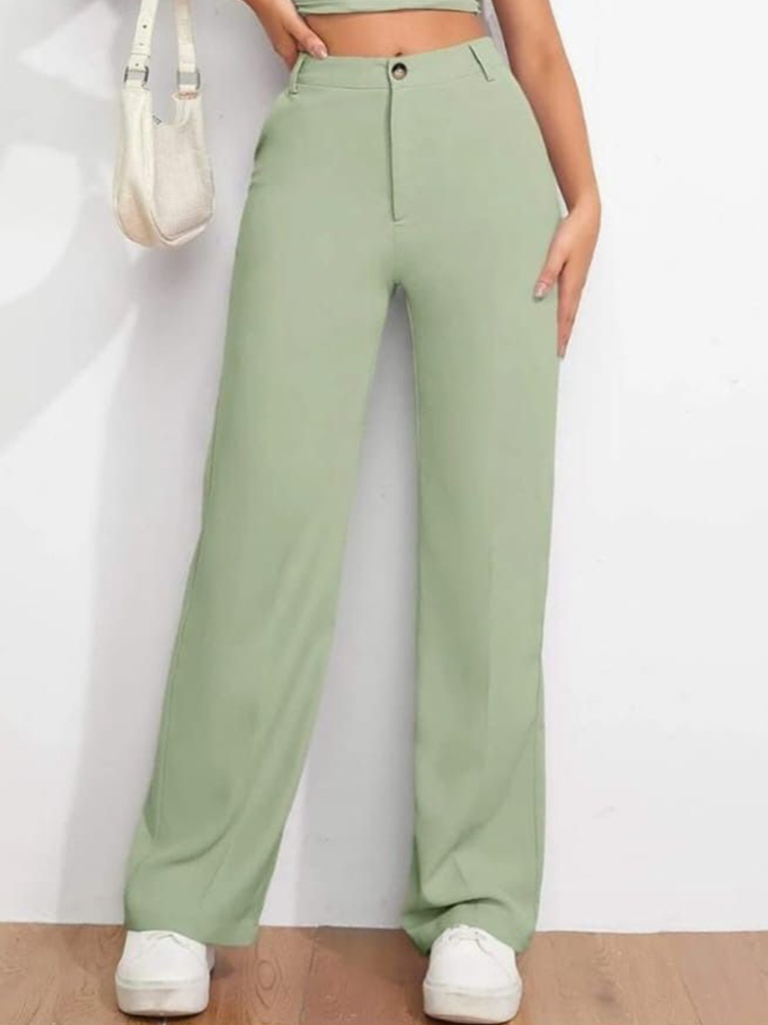 

BROADSTAR Women Smart High-Rise Easy Wash Trousers, Green