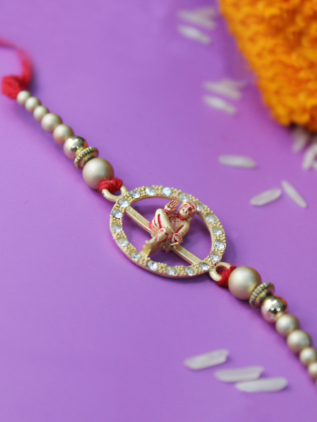 

Golden Kite Beaded Thread Rakhi, Gold