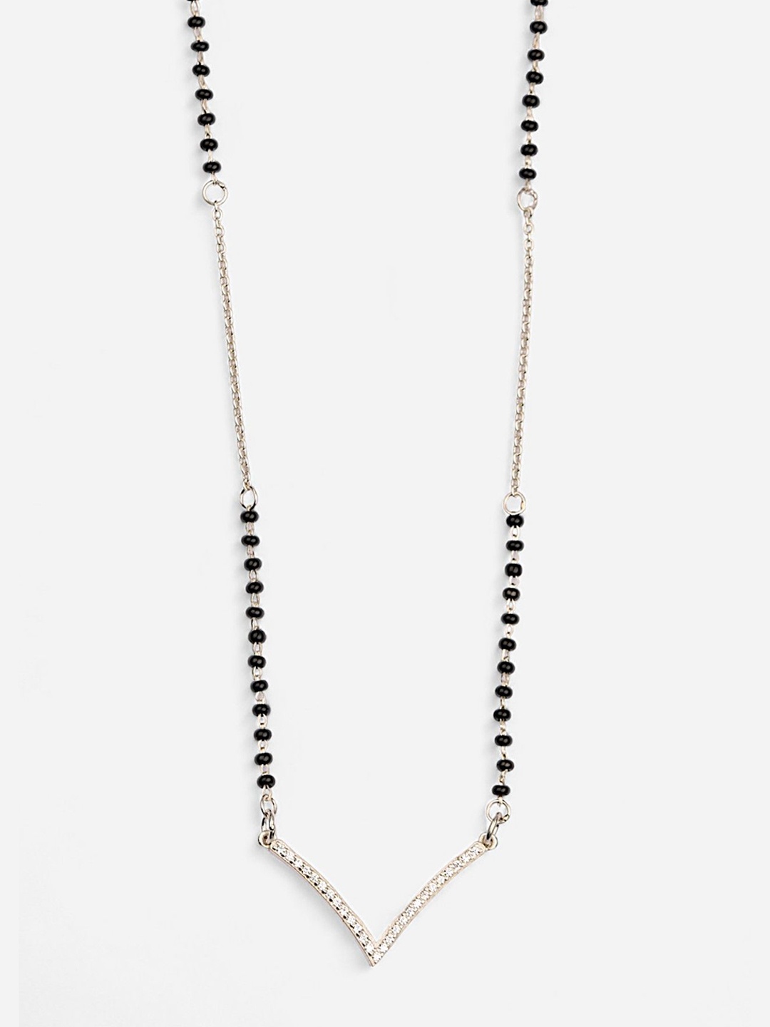 

Trisu 925 Sterling Silver Gold-Plated Stone Studded & Beaded Mangalsutra