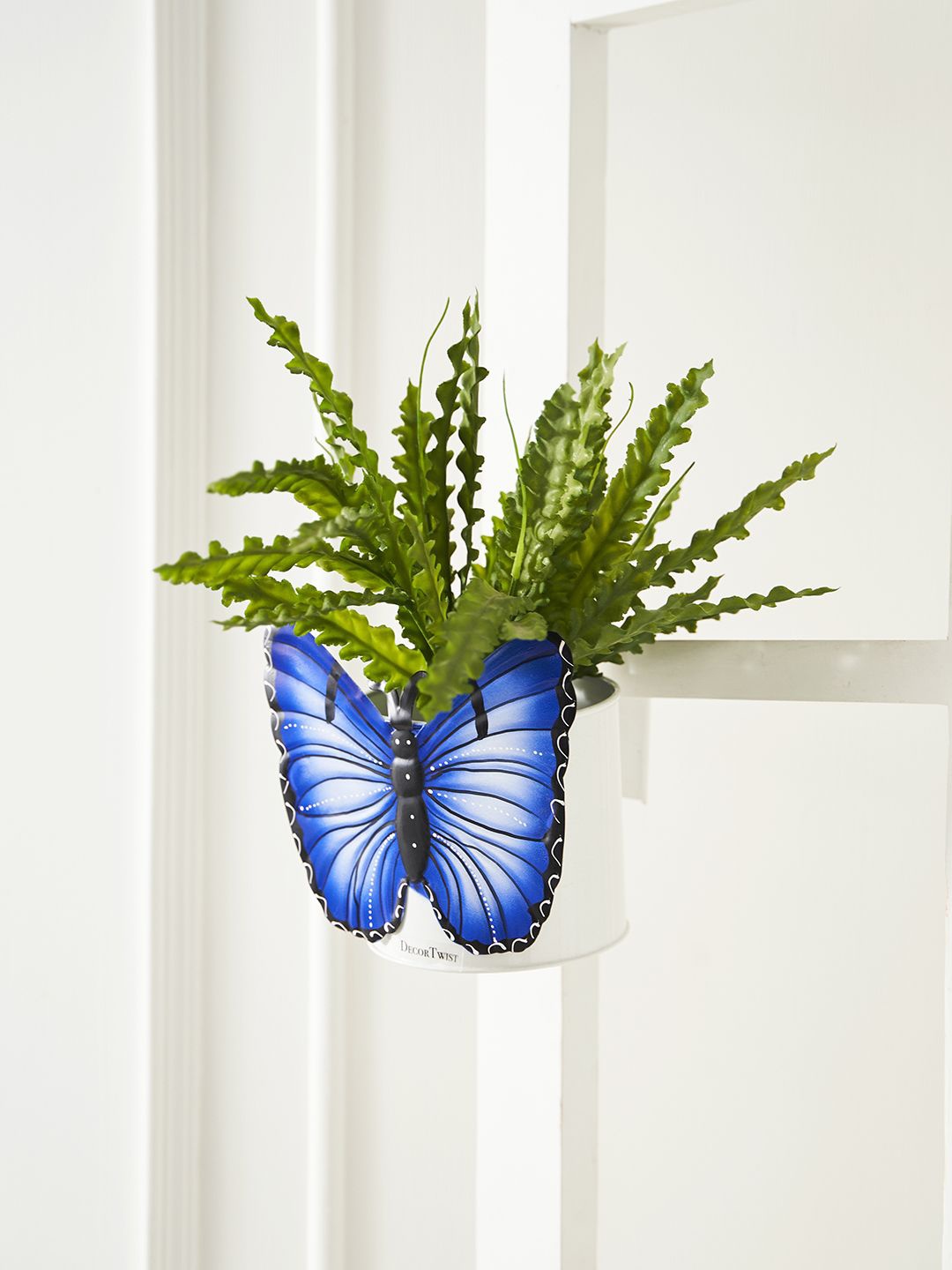 

DecorTwist Butterfly Metal Hanging Railing Planter, White