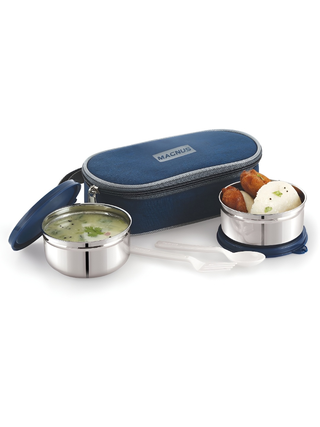 

MAGNUS Feast Blue 2 Pieces Stainless Steel Lunch Box With Carry Bag-700ml