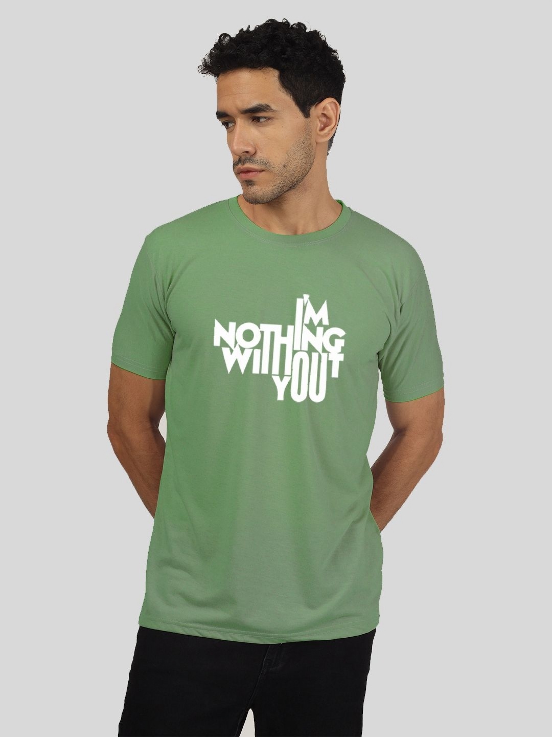 

Greylongg Men Typography Printed Round Neck T-Shirt, Green
