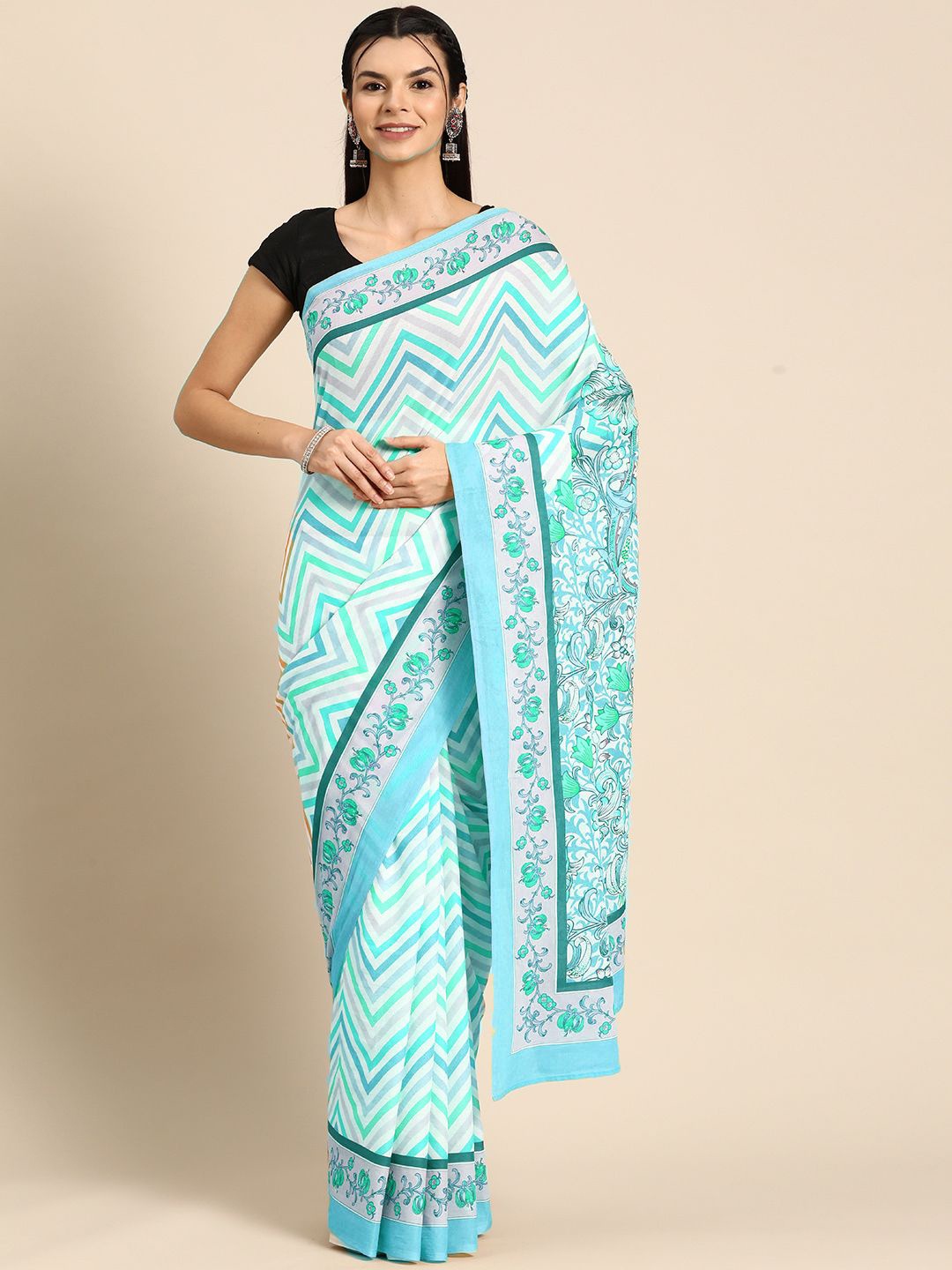 

BUTA BUTI Blue Color Floral Printed Saree