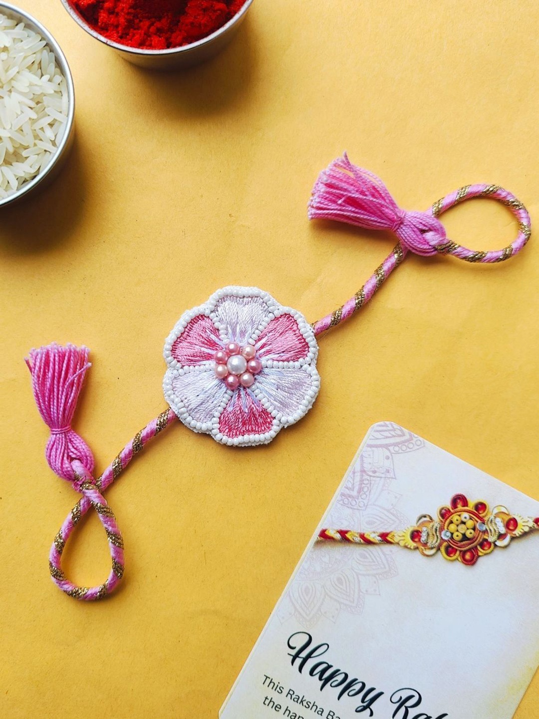 

Crunchy Fashion Thread Rakhi, White