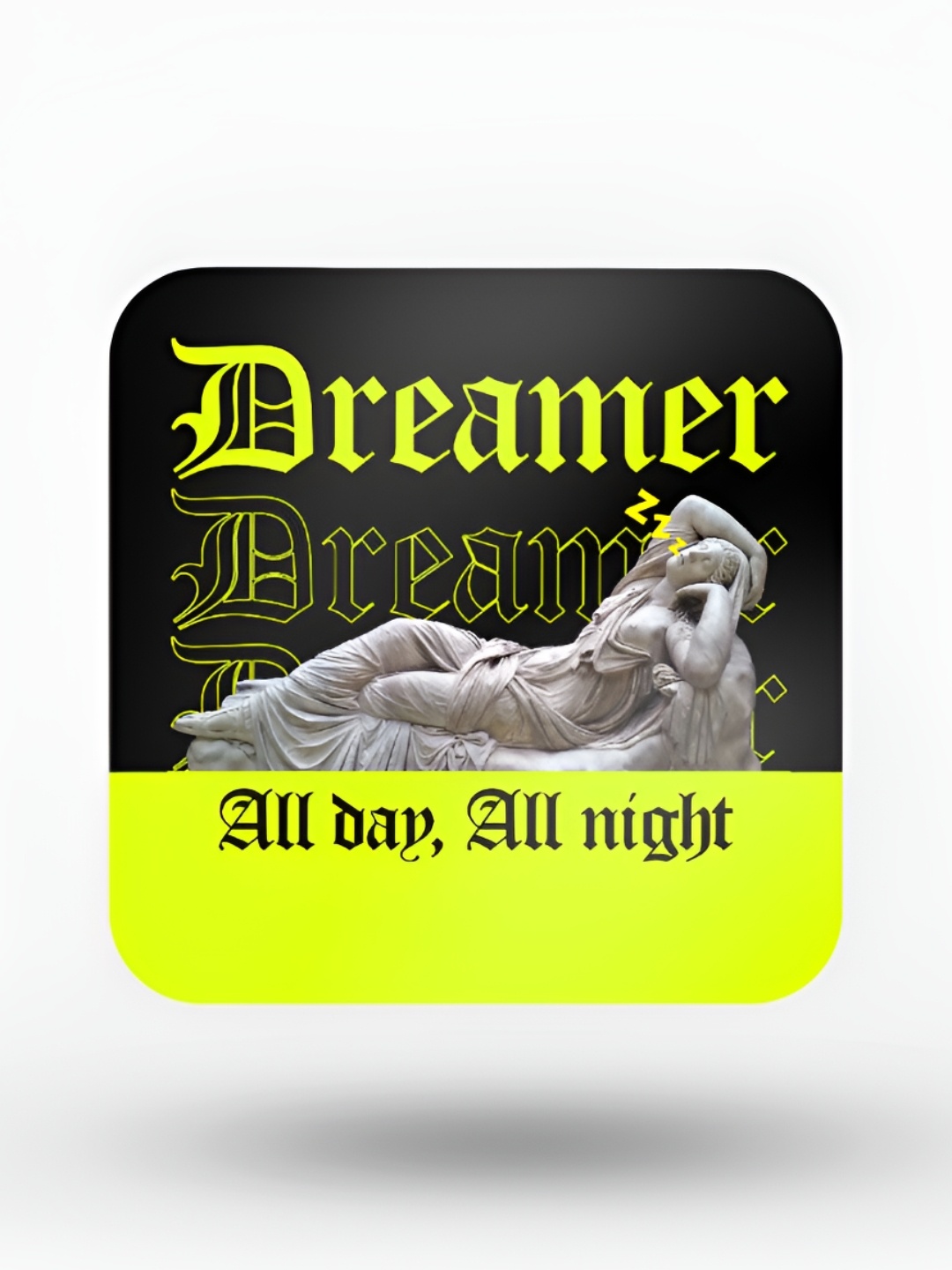 

macmerise Black & Yellow Printed Wooden Square Coaster
