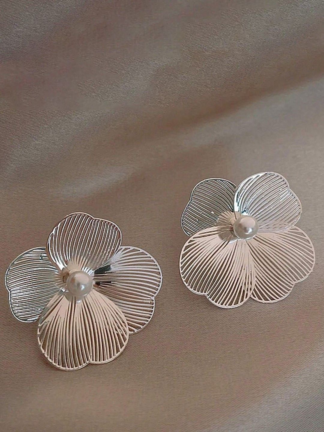 

CareDone Silver-Plated Pearls Beaded Floral Studs