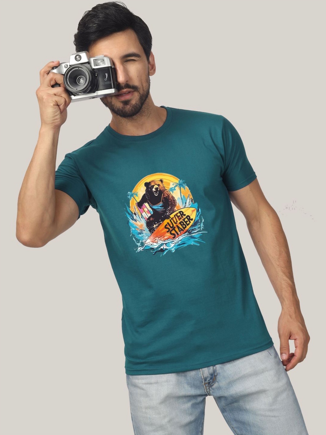 

Greylongg Men Graphic Printed Round Neck T-Shirt, Green