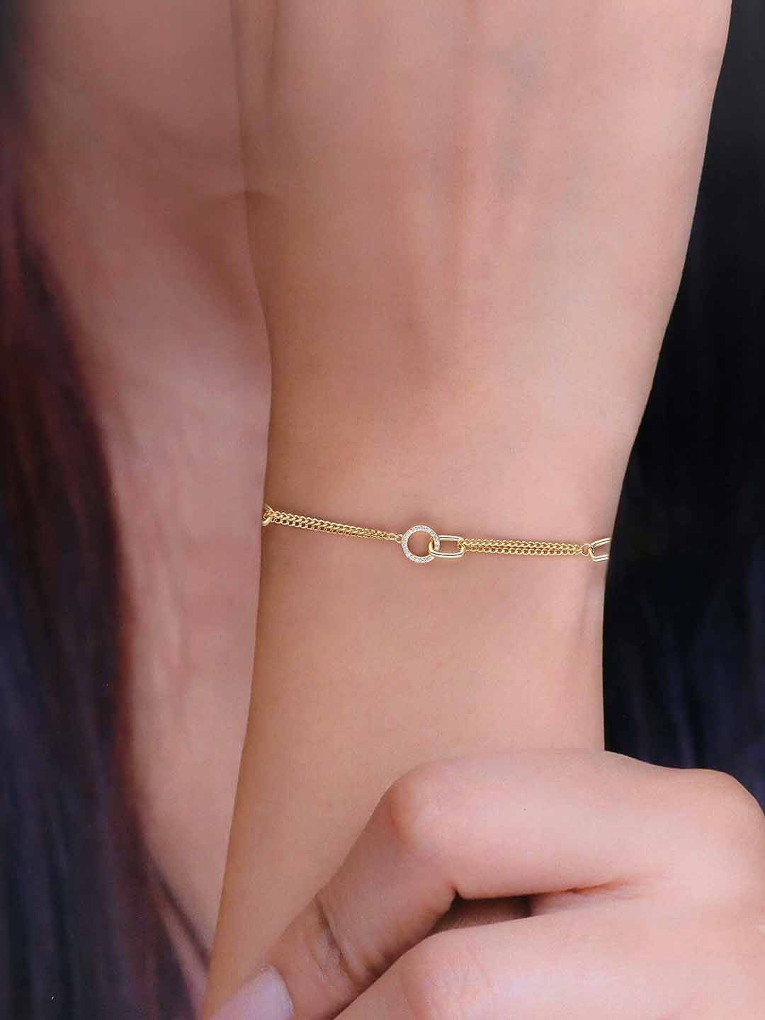 

KAI JEWEL Gold Plated 92.5 Sterling Silver Cubic Zirconia Charm Bracelet